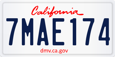 CA license plate 7MAE174