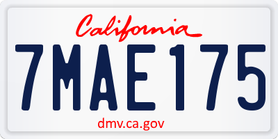 CA license plate 7MAE175