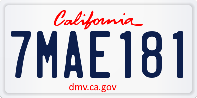 CA license plate 7MAE181