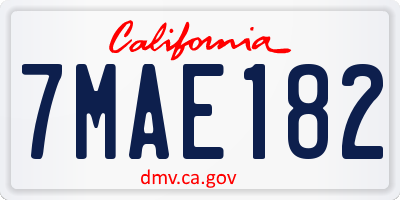 CA license plate 7MAE182