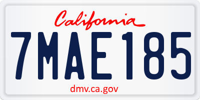 CA license plate 7MAE185