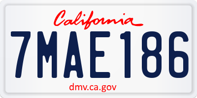 CA license plate 7MAE186
