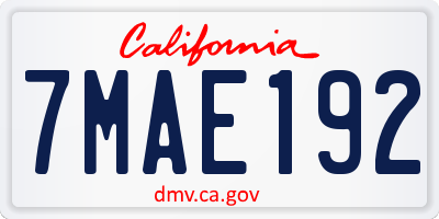 CA license plate 7MAE192