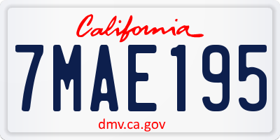 CA license plate 7MAE195