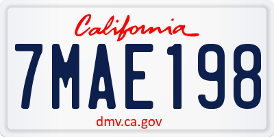 CA license plate 7MAE198