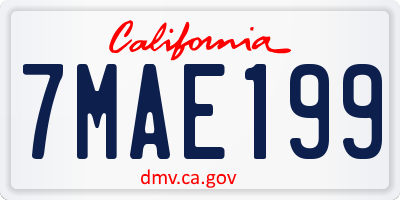 CA license plate 7MAE199