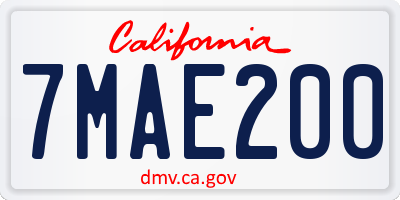 CA license plate 7MAE200