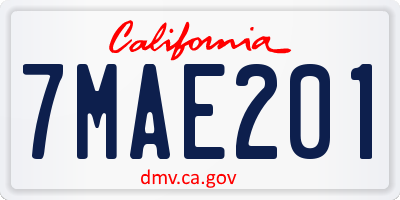 CA license plate 7MAE201