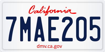 CA license plate 7MAE205
