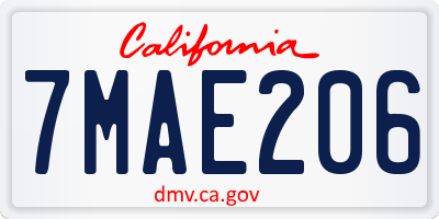 CA license plate 7MAE206