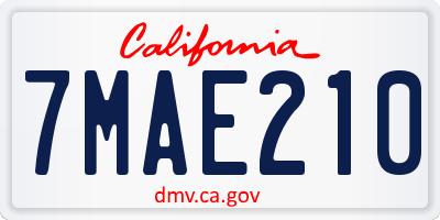 CA license plate 7MAE210