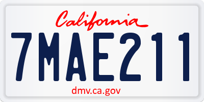 CA license plate 7MAE211