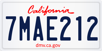 CA license plate 7MAE212