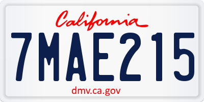 CA license plate 7MAE215