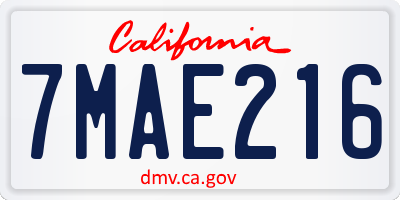 CA license plate 7MAE216