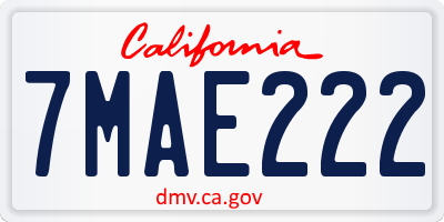CA license plate 7MAE222