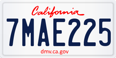 CA license plate 7MAE225