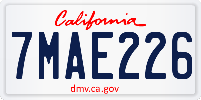 CA license plate 7MAE226