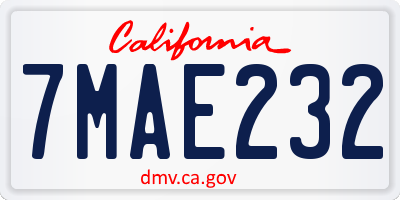 CA license plate 7MAE232