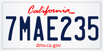 CA license plate 7MAE235