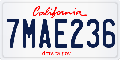 CA license plate 7MAE236