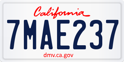CA license plate 7MAE237