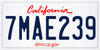 CA license plate 7MAE239
