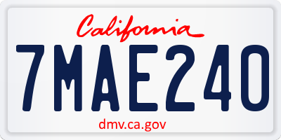 CA license plate 7MAE240