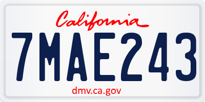 CA license plate 7MAE243