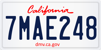 CA license plate 7MAE248