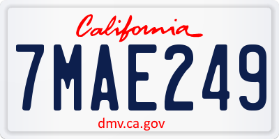 CA license plate 7MAE249