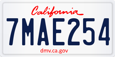 CA license plate 7MAE254
