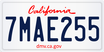 CA license plate 7MAE255