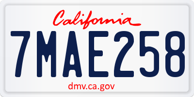 CA license plate 7MAE258