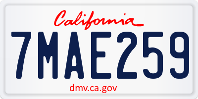 CA license plate 7MAE259