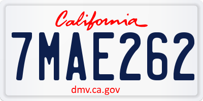 CA license plate 7MAE262