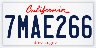 CA license plate 7MAE266