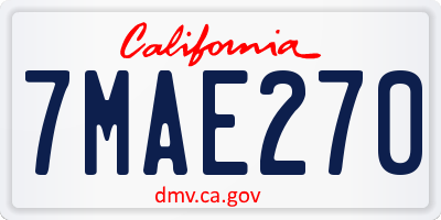 CA license plate 7MAE270