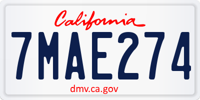 CA license plate 7MAE274