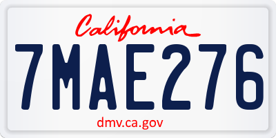 CA license plate 7MAE276