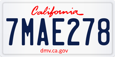 CA license plate 7MAE278