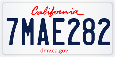 CA license plate 7MAE282