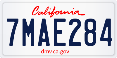 CA license plate 7MAE284