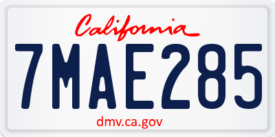 CA license plate 7MAE285