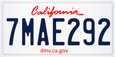 CA license plate 7MAE292