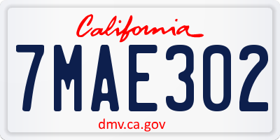 CA license plate 7MAE302