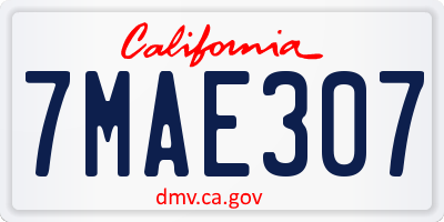 CA license plate 7MAE307