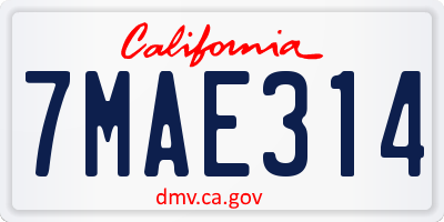 CA license plate 7MAE314