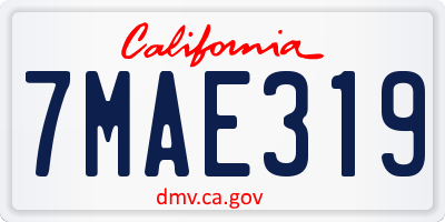 CA license plate 7MAE319