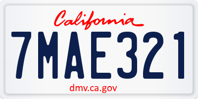 CA license plate 7MAE321